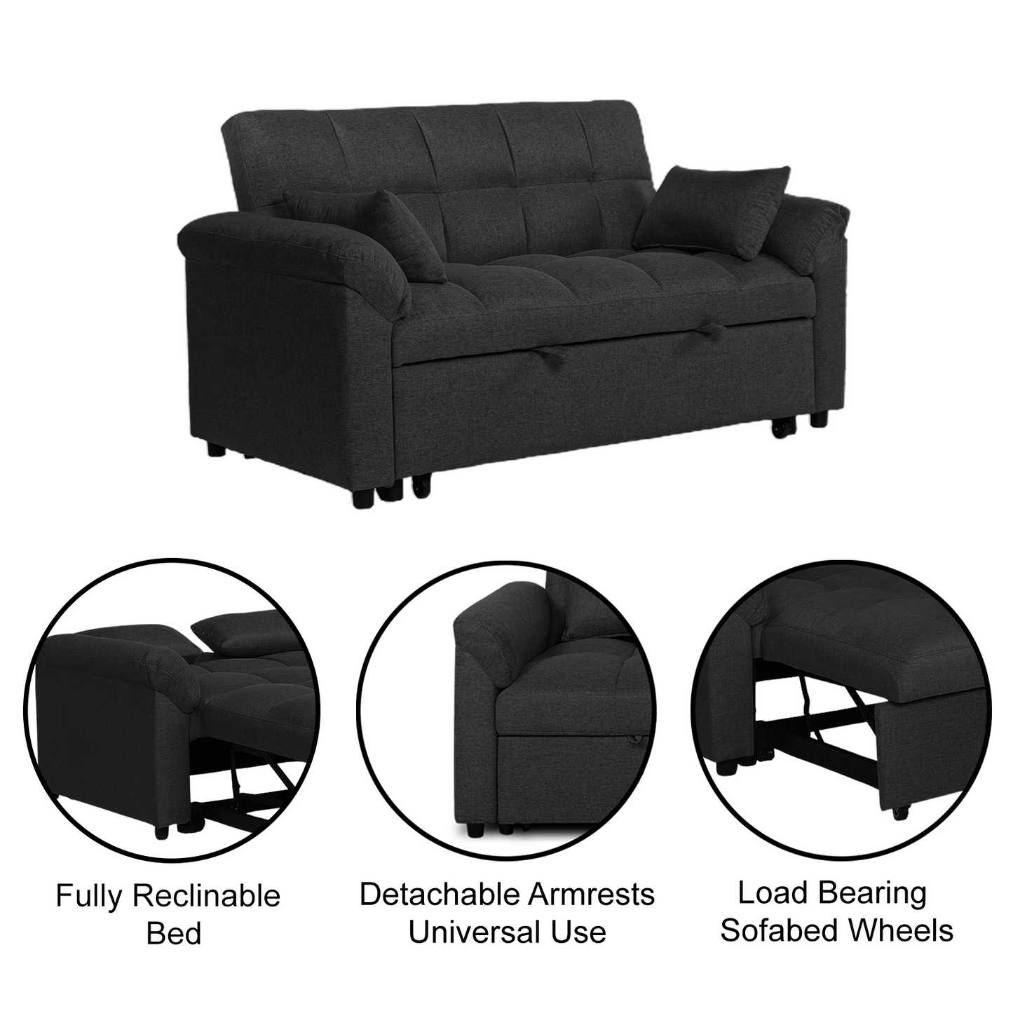 Bubble | 2 Seater Sofa Bed | Black