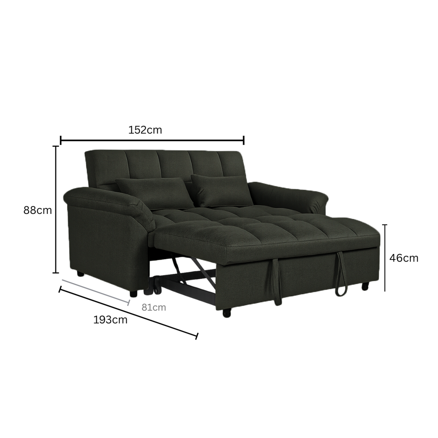 Bubble | 2 Seater Sofa Bed | Black