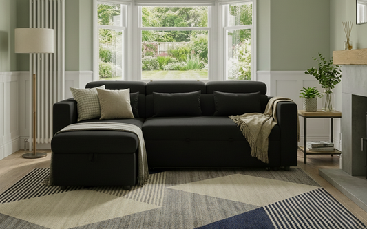 Willow Chaise | Storage Chaise Sofa Bed | Black