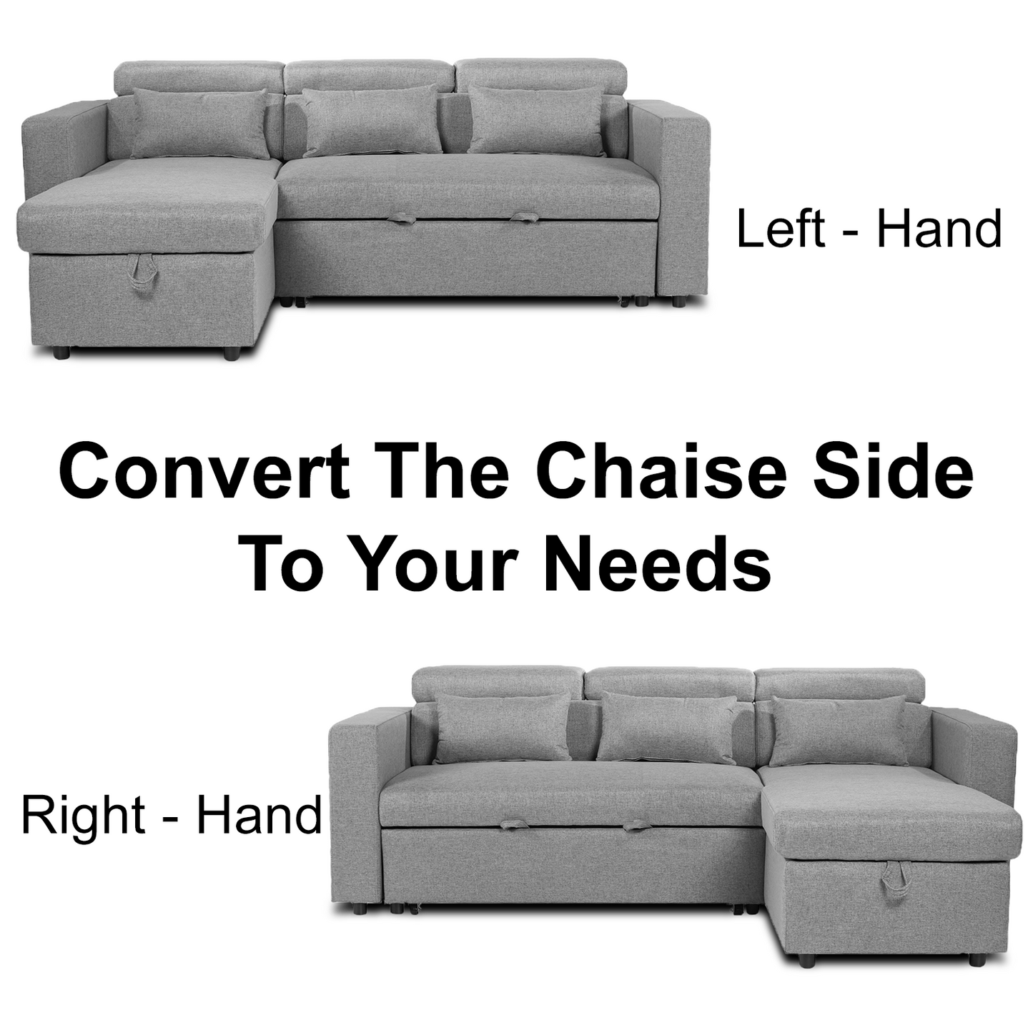 Willow Chaise | Storage Chaise Sofa Bed | Grey